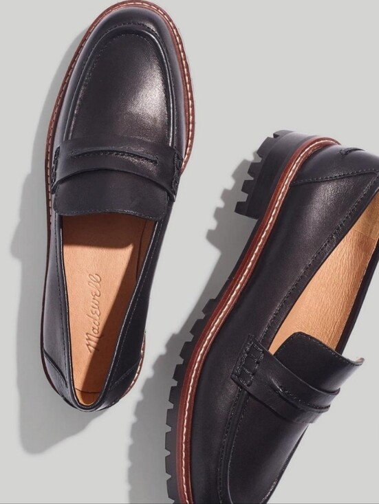 Madewell Shoes - Madewell Black Leather Corinne Lugsole Loafers Chunky Classic Size 8.5